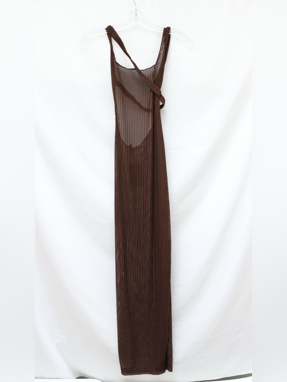 NWT Icon Swim Open Back Brown knit coverup dress maxi midi new sheer resortwear